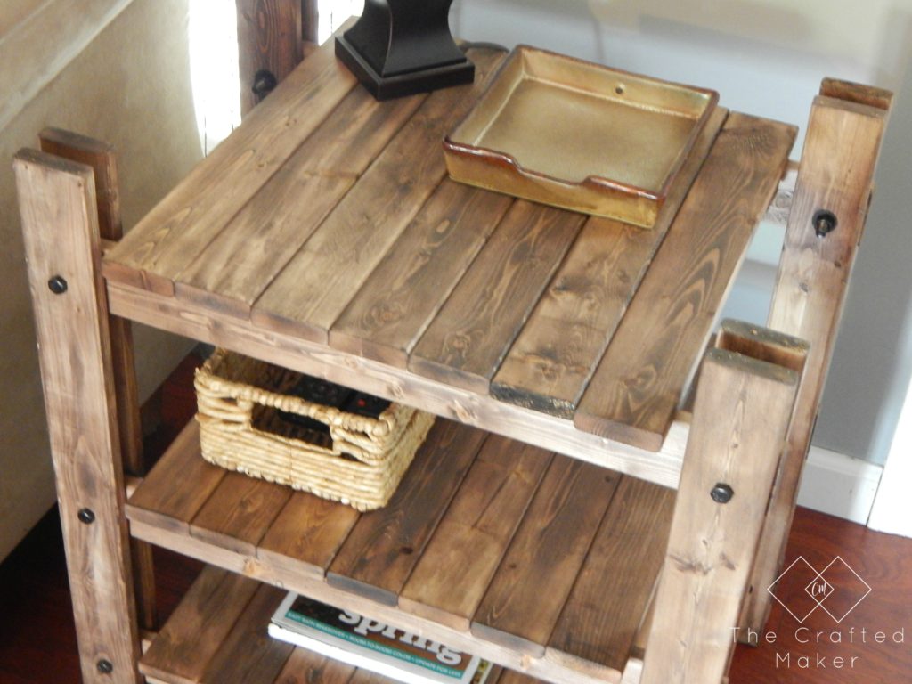 Build this DIY Arhaus inspired end table! Easy build with just a few sizes of wood and nuts and bolts. Great weekend project. Includes free PDF plans!