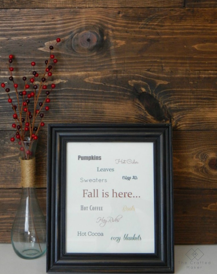 There are so many cozy aspects of fall such as sweaters, warm apple cider, and boots! This FREE printable is a great way to decorate for fall.