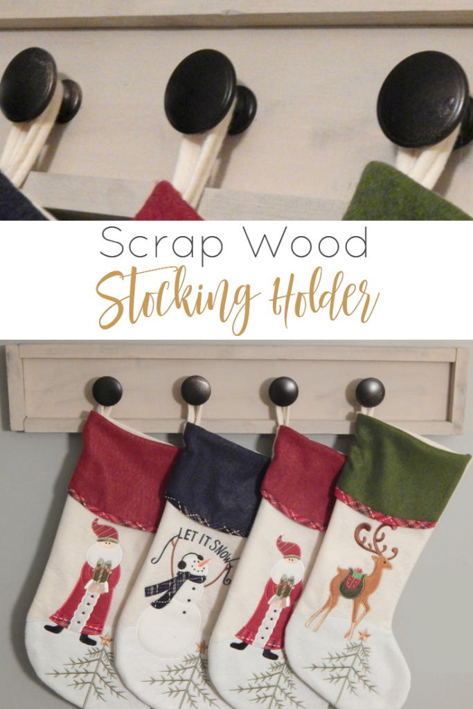 Build this scrap wood stocking holder to use this Christmas. Great project to display your stockings if you do not have a fireplace or a mantle.