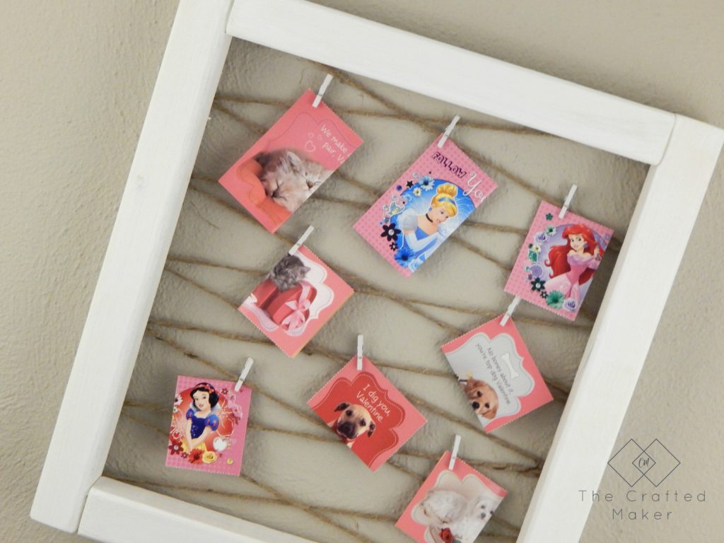 Quick and easy project to display all of those adorable Valentine cards children receive from friends and family. Super simple to make with just a few cuts.