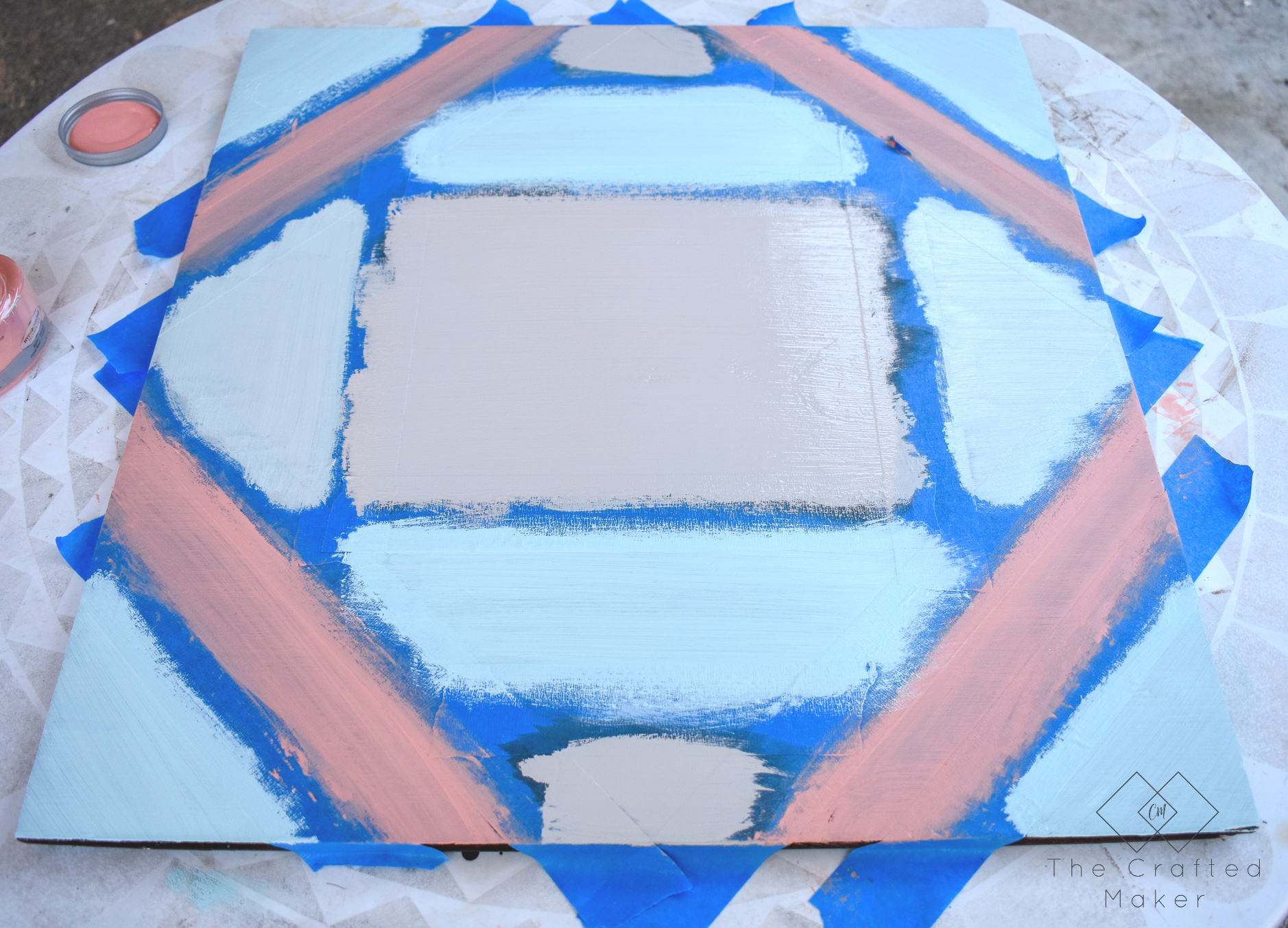 Make this fun geometric scrap wood wall art with scrap wood and paint you already have on hand. This is a quick, colorful, and creative afternoon project!